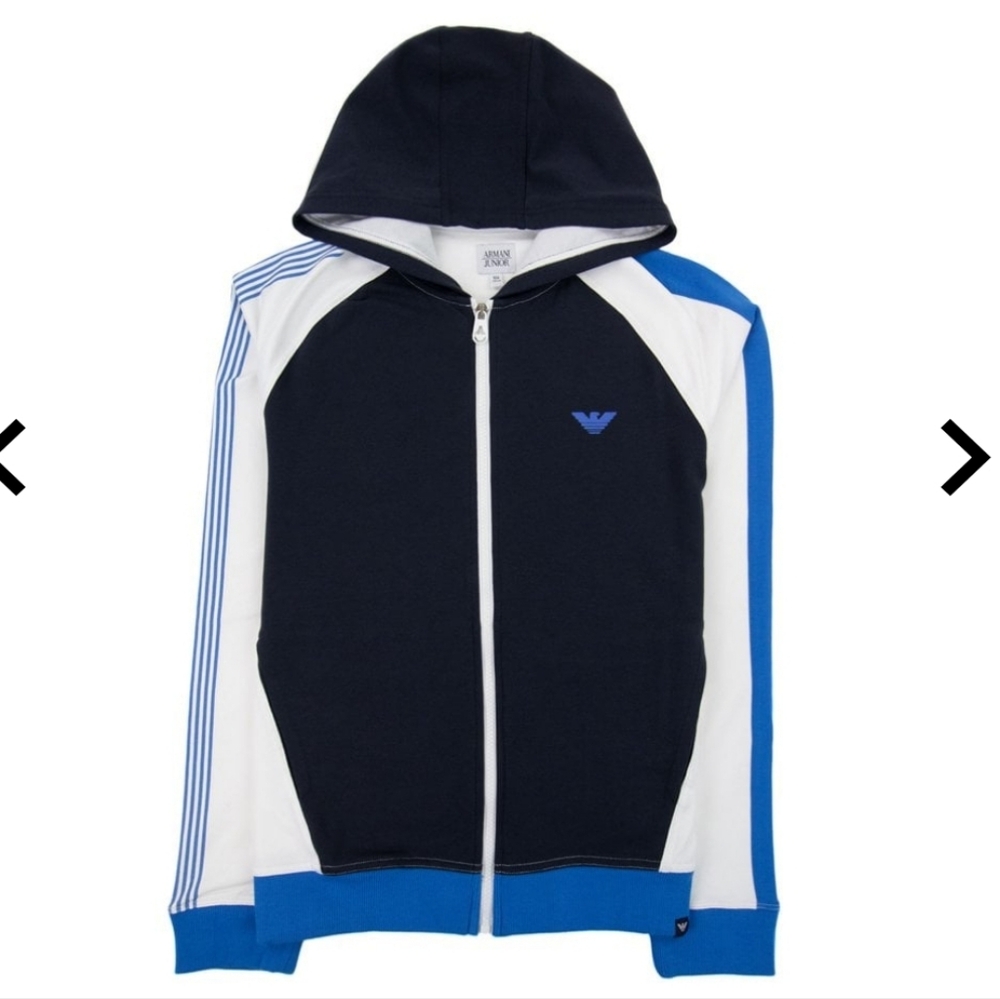 Armani Junior Rubber Logo Tracksuit zip up With hoodie size 8 & 10  NWOT